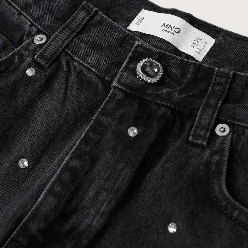 Mango Jewels Jeans Straight Festive New - Picture 5 of 5